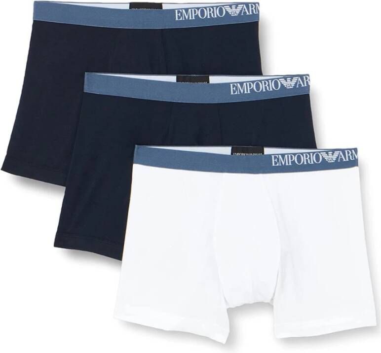 Emporio Armani 3-Pack Boxershorts met Logo Tailleband White Heren