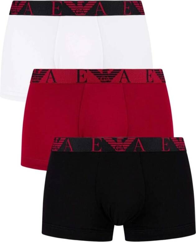 Emporio Armani Logo waistband stretch boxers tripack Zwart Heren