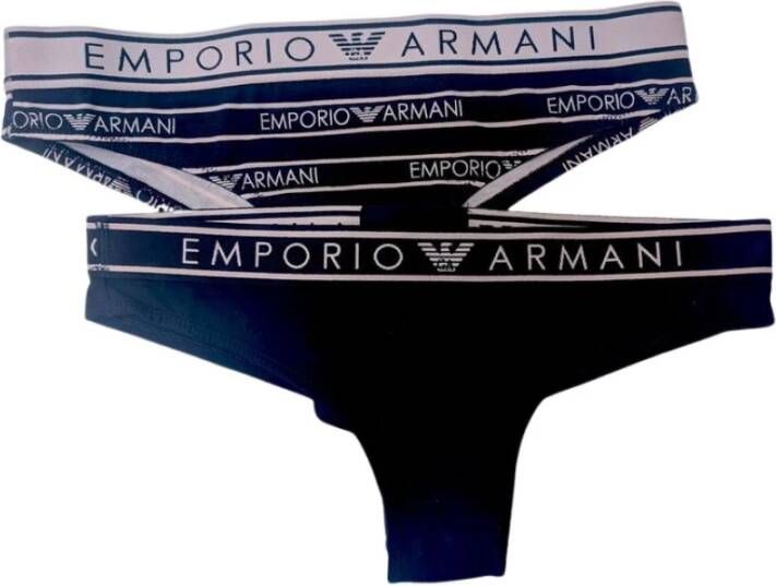 Emporio Armani 2-Pack Katoenen Brasiliana Slipjes Black Dames