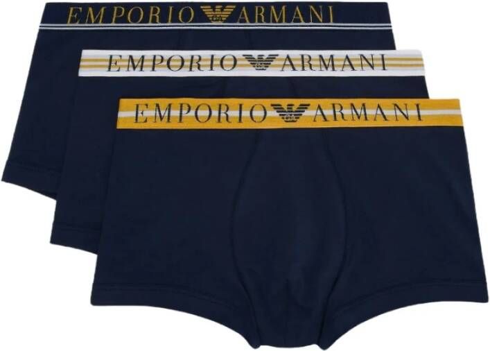 Emporio Armani 3 Pack Gebreide Shorts Stijlvol Comfort Blue Heren