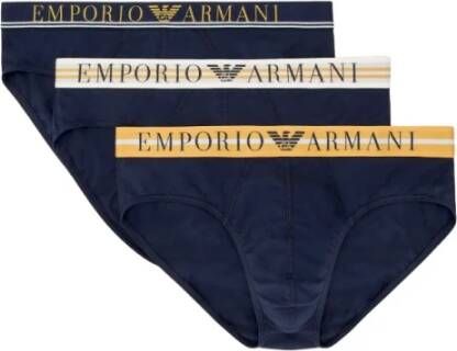 Emporio Armani 3-Pack Gemengde Taille Katoen Elastan Slips Blue Heren