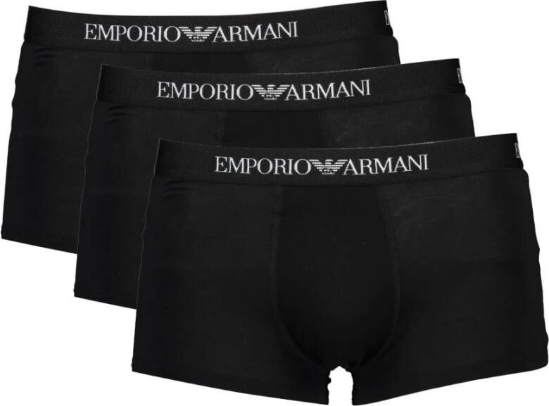 Emporio Armani Zwarte Katoenen Ondergoed met Contrasterende Details Black Heren