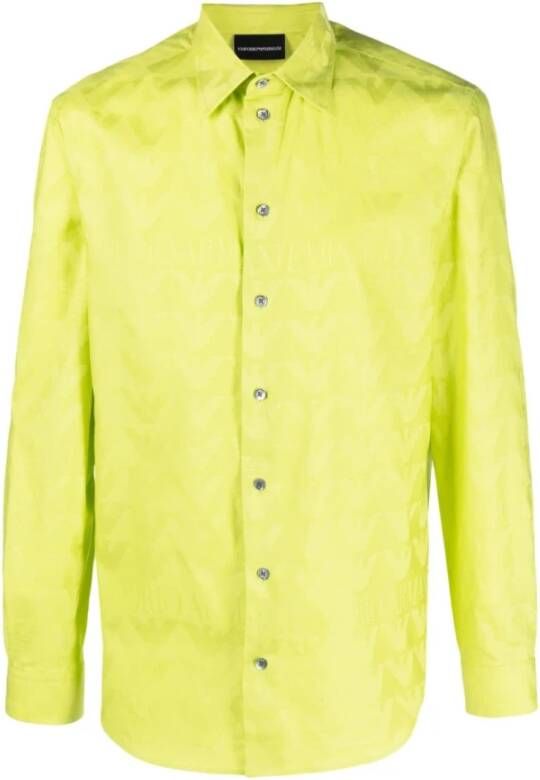 Emporio Armani Groen Katoenen Overhemd Yellow Heren