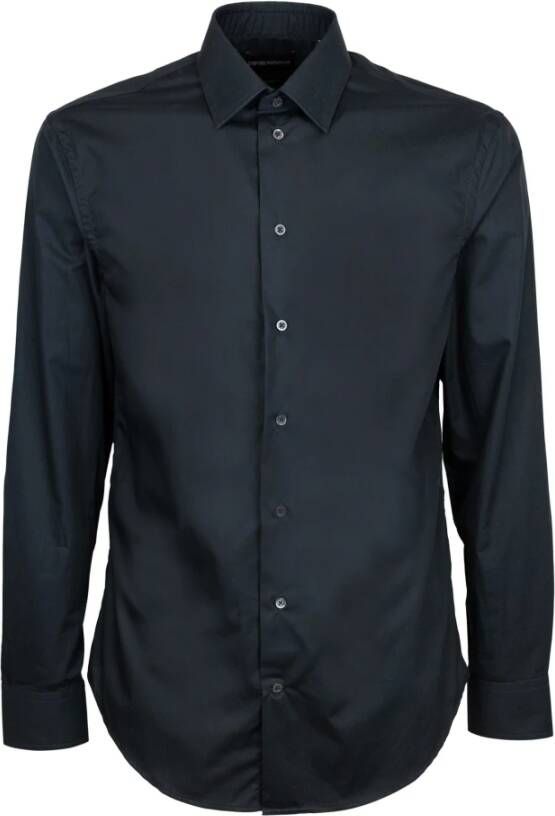 Emporio Armani Elegante Slim Fit Italiaanse Kraag Shirt Black Heren