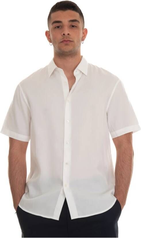 Emporio Armani Casual overhemd met chevronprint White Heren