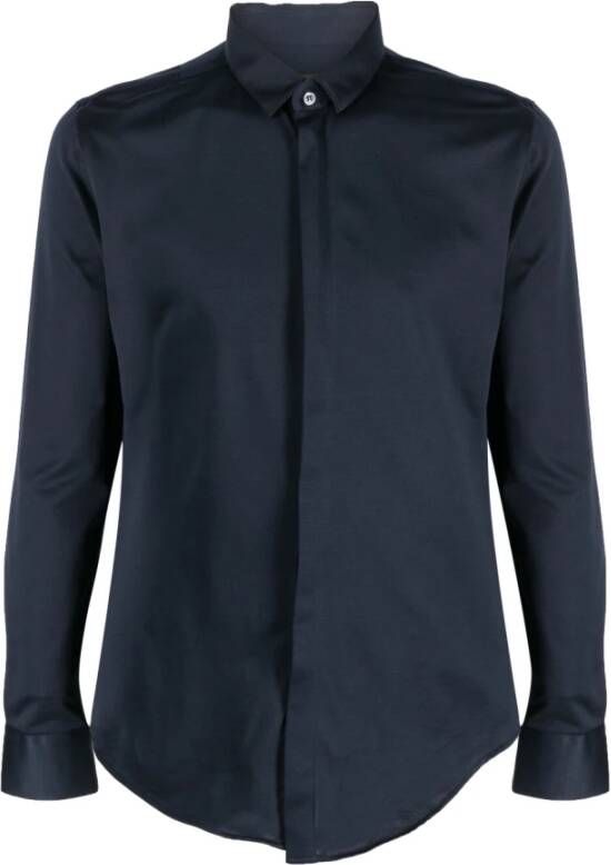 Emporio Armani Casual Shirts Blauw Heren
