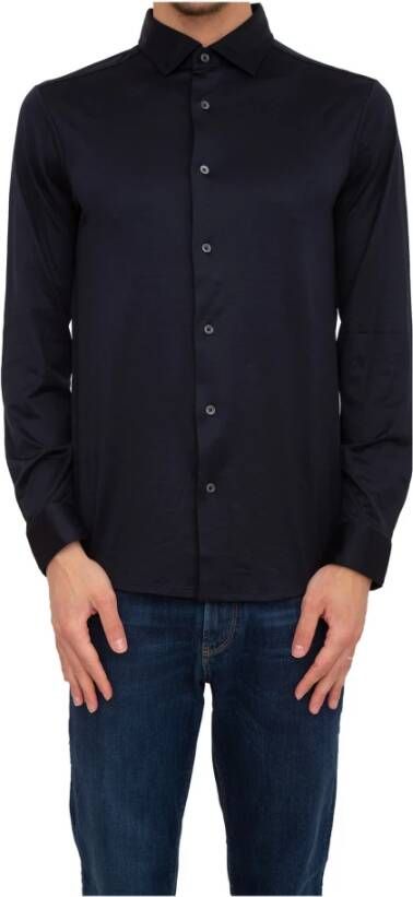 Emporio Armani Navy Blauwe Overhemd met Knoopsluiting Blue Heren