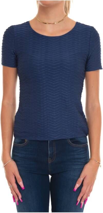 Emporio Armani Chevron Print Slim Fit T-Shirt Blauw Dames