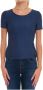 Emporio Armani Chevron Print Slim Fit T-Shirt Blauw Dames - Thumbnail 1