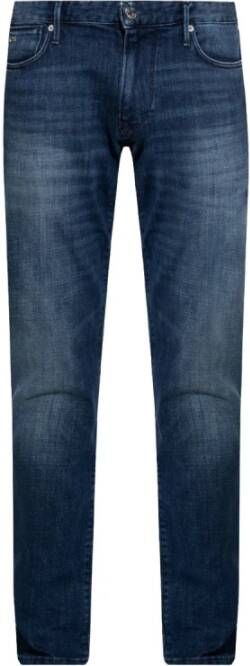 Emporio Armani Marineblauwe Wijdvallende Tapered Jeans Blue Heren