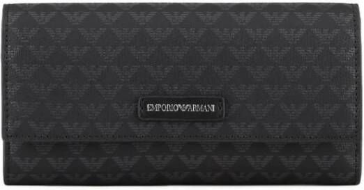 Emporio Armani Logo Snap-knoop Portemonnee met Kaartsleuven Black Dames