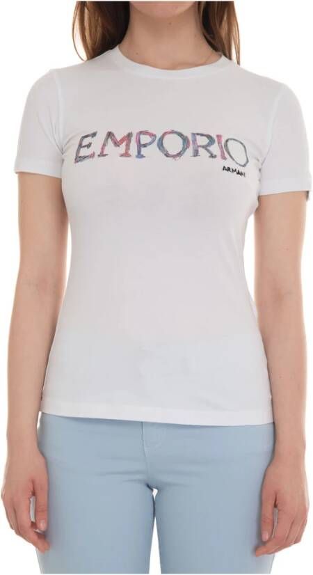 Emporio Armani Contrasterend Logo Slim Fit T-shirt White Dames