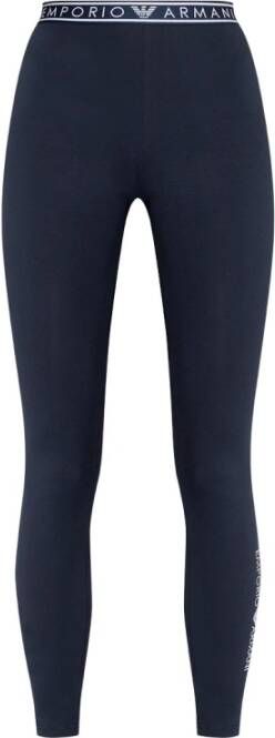 Emporio Armani Cotton leggings with logo Blauw Dames