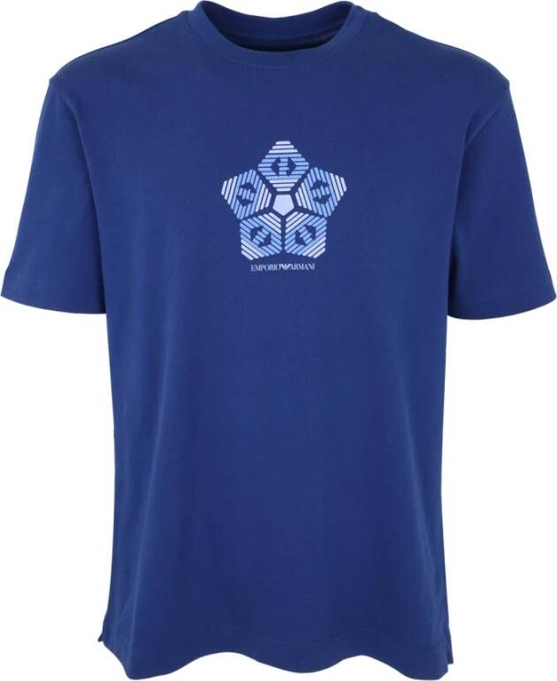 Emporio Armani Crew Neck Short Sleeves T-Shirt With Print Blauw Heren