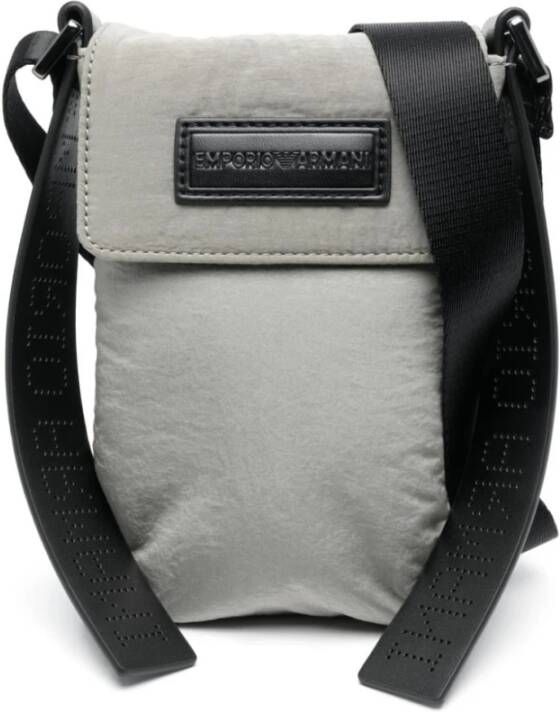 Emporio Armani Logo-Embossed Messenger Bag Grijs Gray Heren