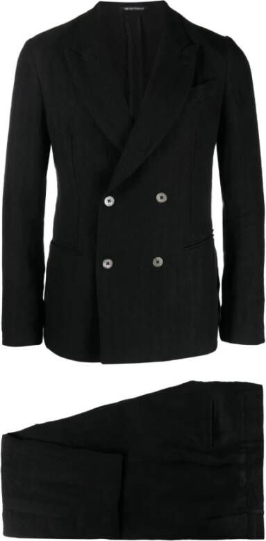 Emporio Armani Double-Breasted Coats Zwart Heren