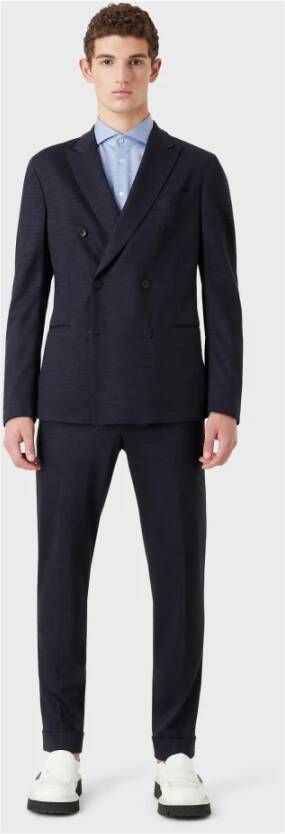 Emporio Armani Double Breasted Suits Blauw Heren