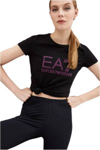 Emporio Armani EA7 3D logo stretch t-shirt Zwart Dames