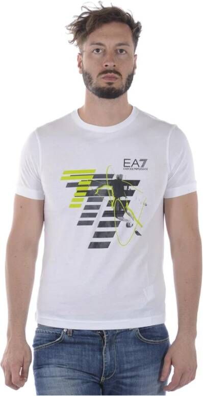 Emporio Armani EA7 Logo Print Sweatshirt White Heren