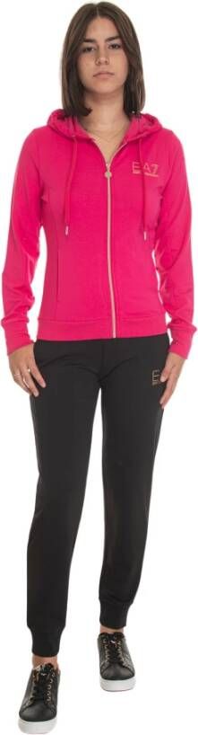 Emporio Armani EA7 Bicolored Hooded Sweat Tracksuit Pink Dames