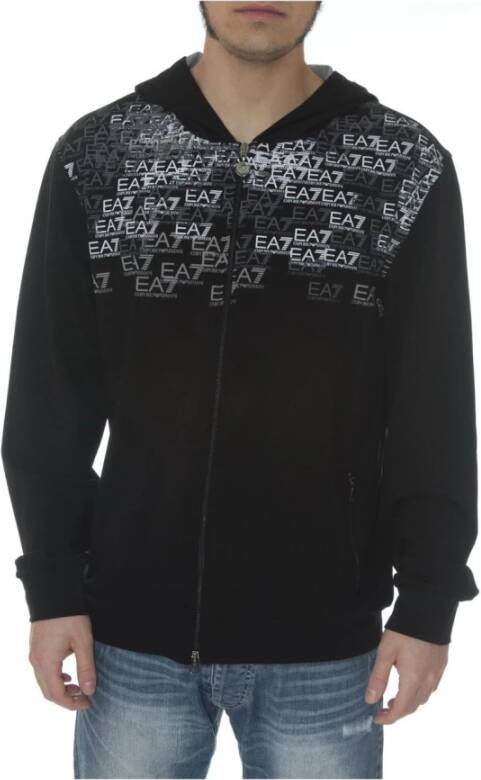 Emporio Armani EA7 Premium Zip Hoodie Stijlvol Comfortabel Black Heren