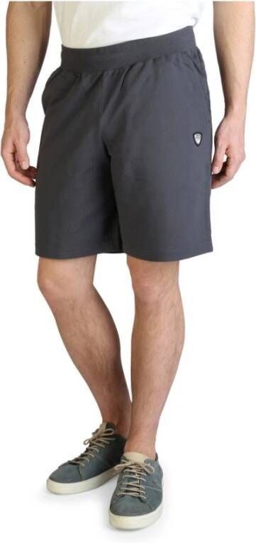 Emporio Armani EA7 Logo Katoenen Shorts met Elastische Tailleband Gray Heren