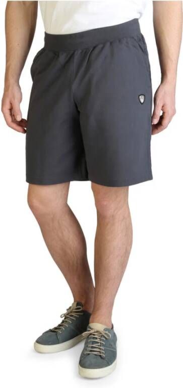 Emporio Armani EA7 Logo Katoenen Shorts met Elastische Tailleband Gray Heren