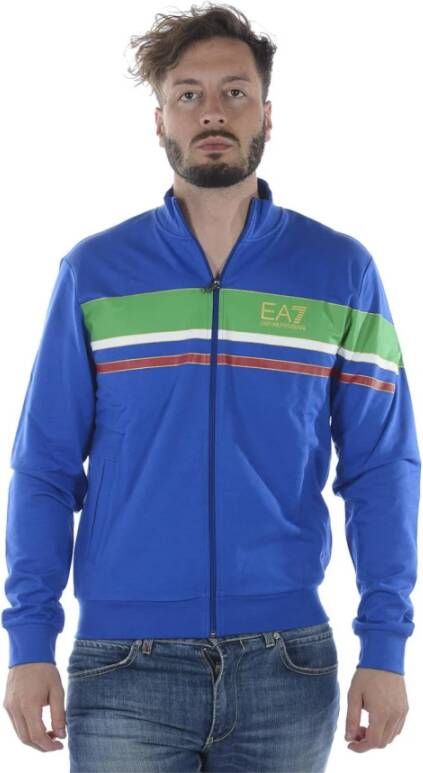 Emporio Armani EA7 Sportief Zwart Logo Print T-Shirt Blue Heren