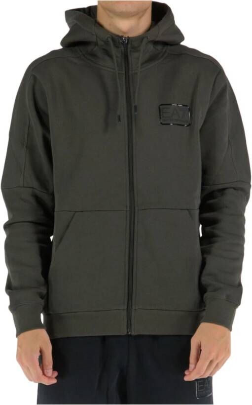 Emporio Armani EA7 Heren Logo Box Hoodie Katoenmix Green Heren