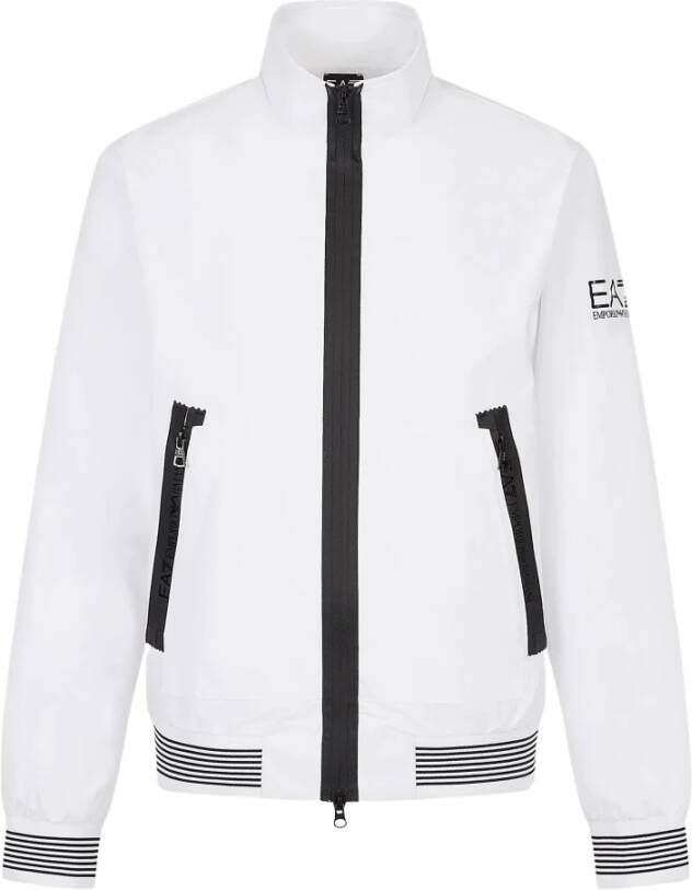 Emporio Armani EA7 Bomberjack met ritssluiting en logo Wit Heren