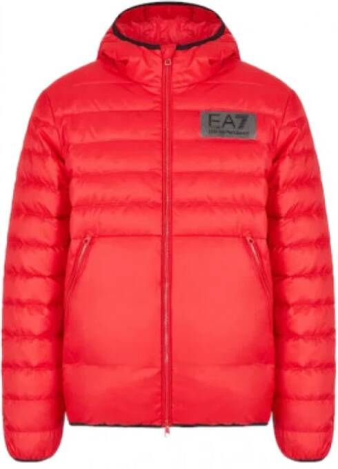 Emporio Armani EA7 Heren Puffer Jas Rood Regular Fit Red Heren