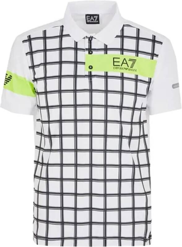 Emporio Armani EA7 Essentieel Design Tennis Print Polo White Heren