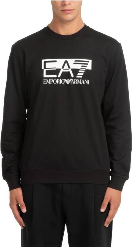 Emporio Armani EA7 Gestreepte Logo Sweatshirt Zwart Heren