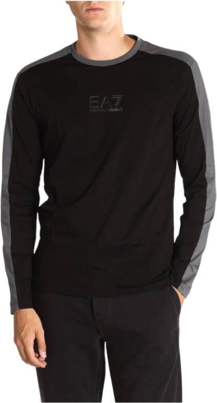 Emporio Armani EA7 Heren EA7 T-shirt met Lange Mouwen en Logo Zwart Heren