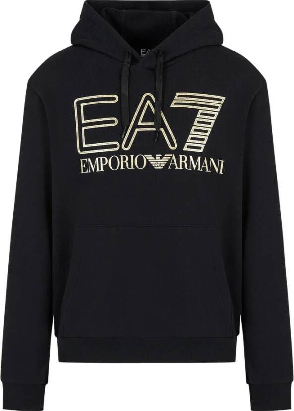 Emporio Armani EA7 Zwarte Katoenen Hoodie voor Heren Zwart Heren