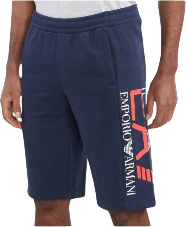 Emporio Armani EA7 Logo Bermuda Shorts Ea7 Blauw Heren