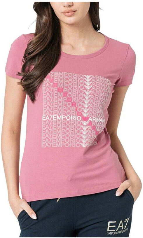 Emporio Armani EA7 Logo embroidered t -shirt Roze Dames