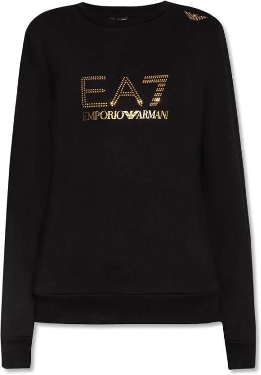 Emporio Armani EA7 Logo-printed sweatshirt Zwart Dames