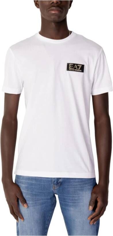 Emporio Armani EA7 Wit Katoenen T-shirt Korte Mouw White Heren