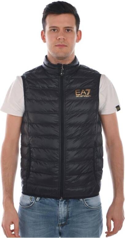 Emporio Armani EA7 Gedrukt Logo Donzen Vest voor Heren Black Heren