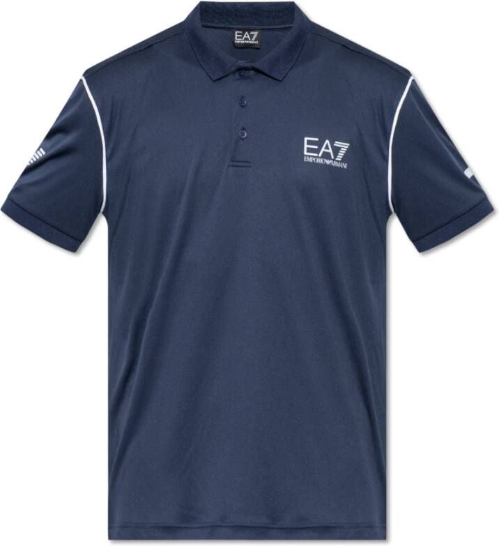 Emporio Armani EA7 Polo shirt met logo Blauw Heren