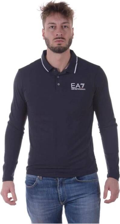 Emporio Armani EA7 Klassieke Polo Shirt voor Mannen Blue Heren
