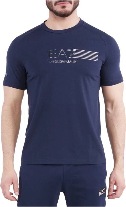 Emporio Armani EA7 Short Sleeve Shirts Blauw Heren
