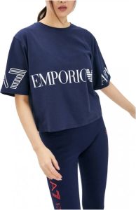 Emporio Armani EA7 Short t -shirt with big logo Blauw Dames