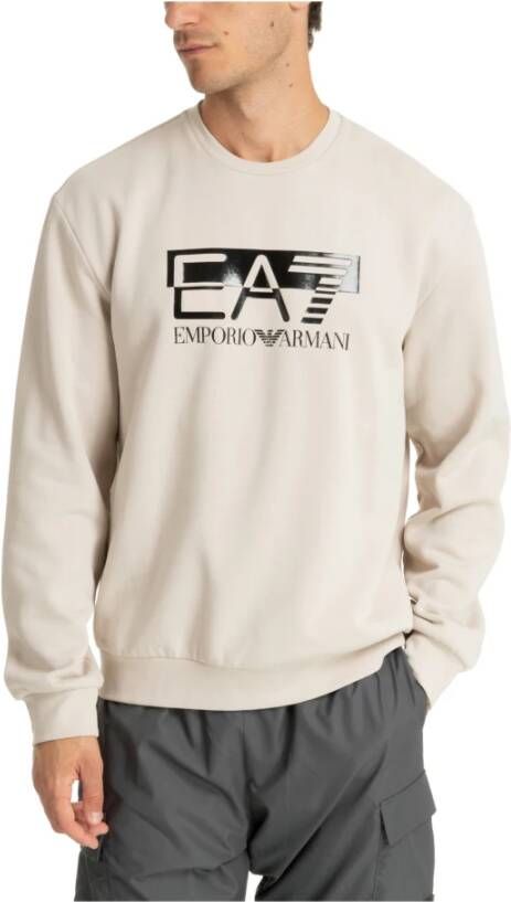 Emporio Armani EA7 Beige Sweatshirt met Ribdetails Beige Heren