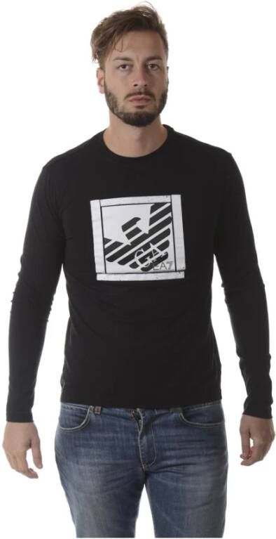 Emporio Armani EA7 Gezellige Gebreide Trui Black Heren