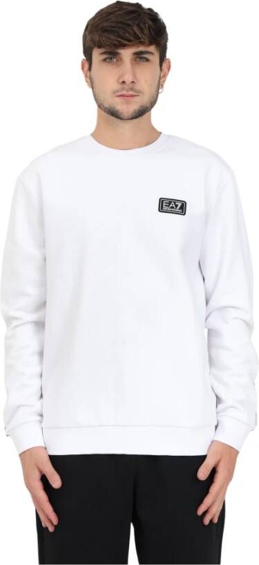 Emporio Armani EA7 Logo Geëmbosseerde Crewneck Sweatshirt White Heren