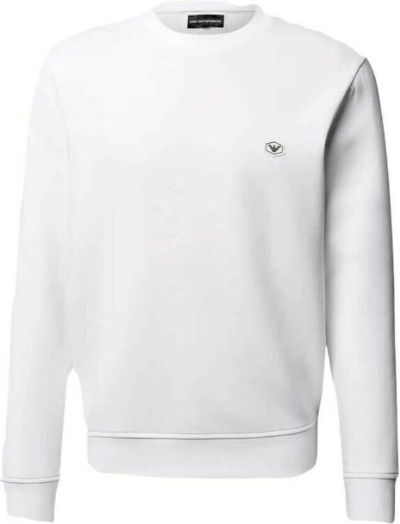 Emporio Armani Witte Crew Neck Sweatshirt met Micro Patch White Heren