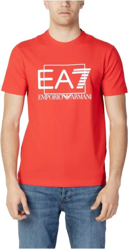 Emporio Armani EA7 Rode Print T-shirt voor Mannen Red Heren