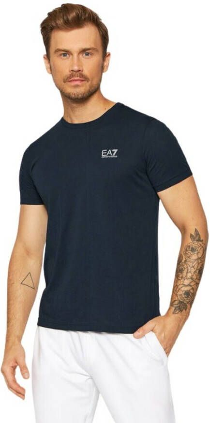 Emporio Armani EA7 Blauw Effen Ronde Hals T-shirt voor Heren Blue Heren